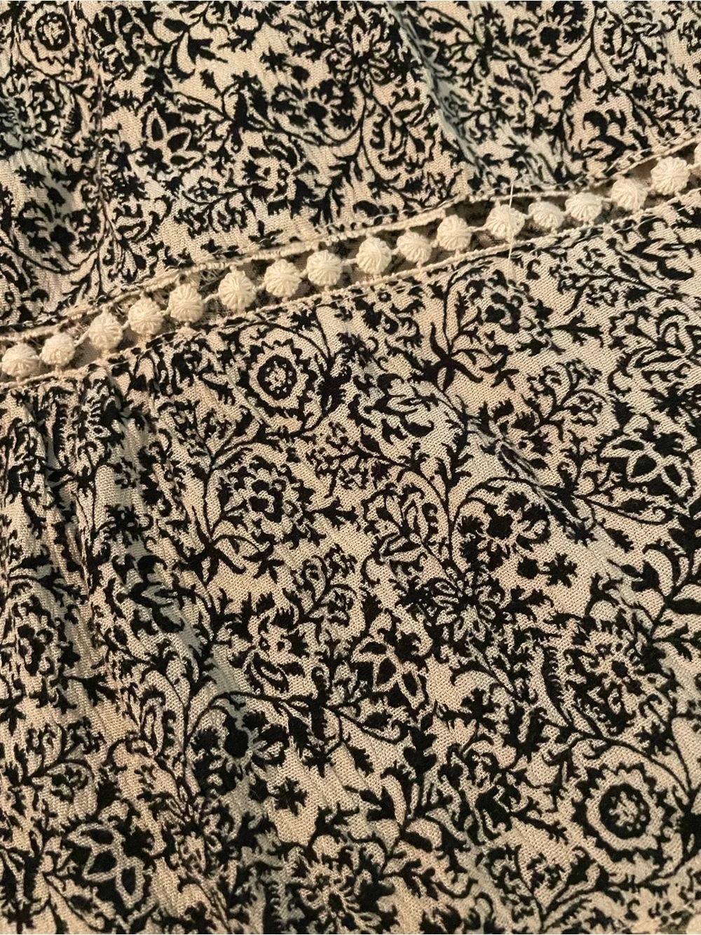 Maurices Navy and Cream Cold-Shoulder Boho Floral Peasant Top - Picture 8 of 11